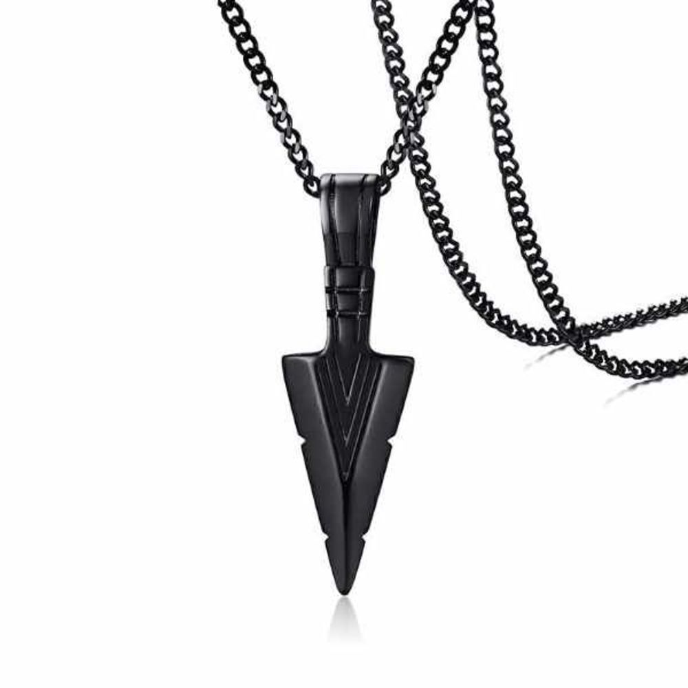 Stainless Steel Spearpoint Arrowhead Pendant Necklace